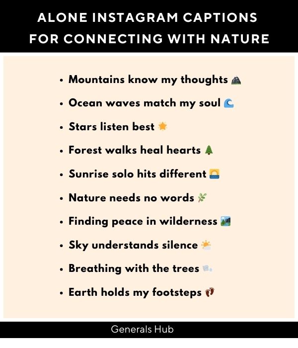 Alone Captions for Instagram for Connecting with Nature