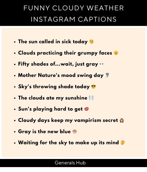 Clouds Captions for Instagram: Funny Cloudy Weather Captions