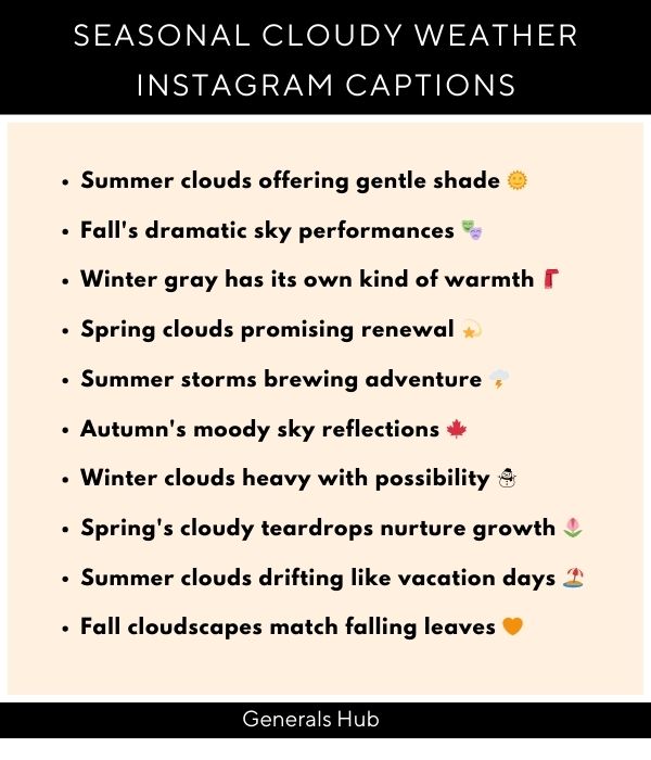 Seasonal Cloudy Weather Captions