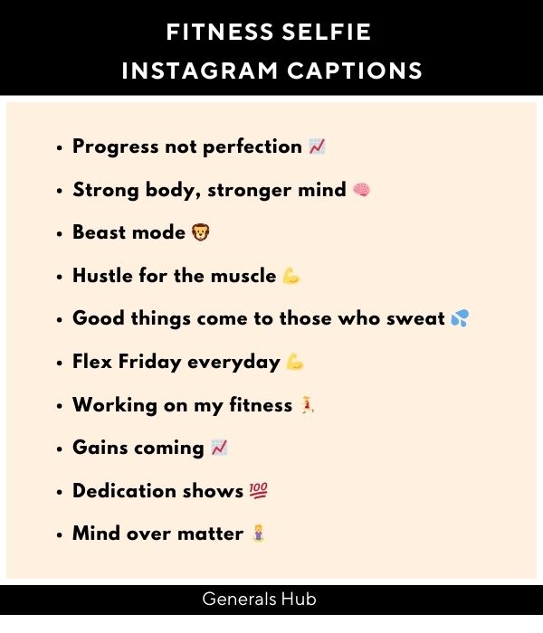 Fitness Selfie Instagram Captions for Pictures of Yourself