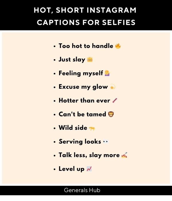 Hot, Short Instagram Captions for Selfies