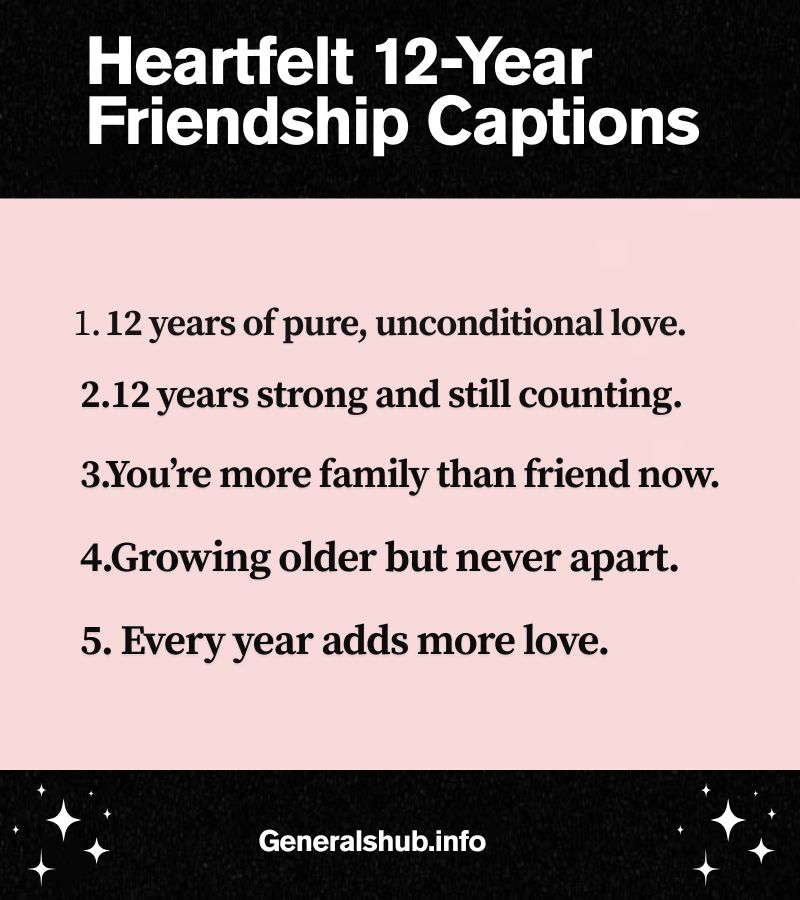 Heartfelt 12-Year Friendship Captions