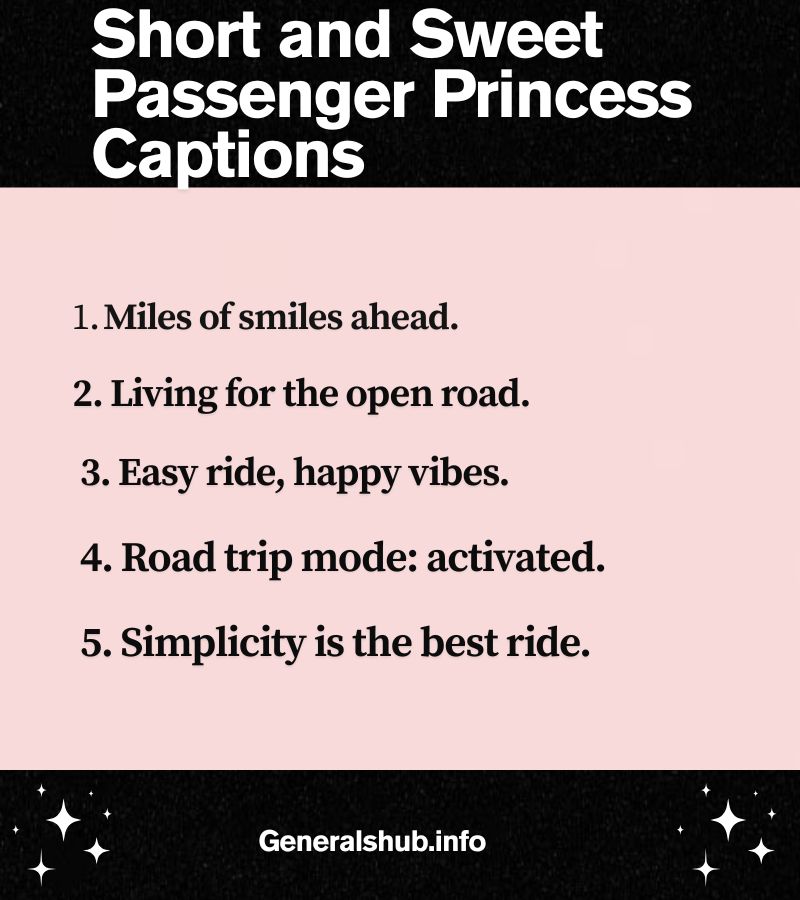 Short and Sweet Passenger Princess Captions